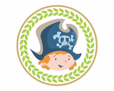 funny adorable kids head face pirate seaman sea robber sailor cartoon character