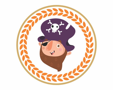 funny adorable kids head face pirate seaman sea robber sailor beard cartoon character