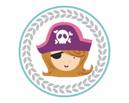 funny adorable kids head face pirate seaman sea robber sailor girls cartoon character