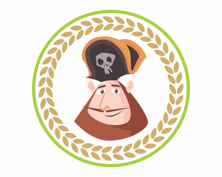 funny adorable kids head face pirate seaman sea robber sailor beard cartoon character