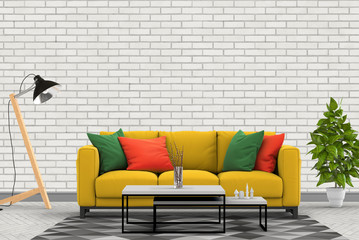 3D rendering of interior modern living room