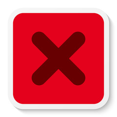 Fototapeta premium Flat square sticker X mark icon, button. Cross symbol isolated on white background. Vector EPS 10