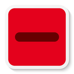 Flat square sticker minus sign icon, button. Negative symbol isolated on white background. Vector EPS 10