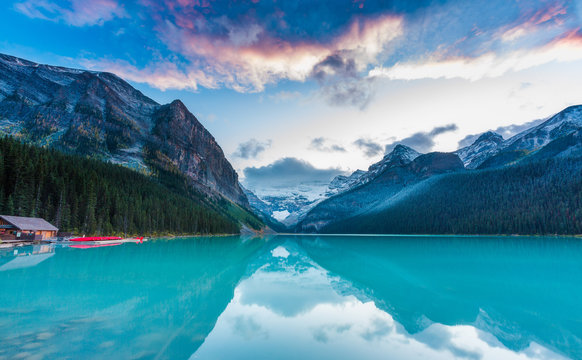 Sunset at Lake Louise, Rocky Mountains Canada