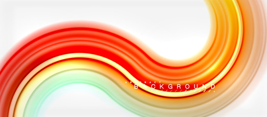 Rainbow fluid color line abstract background - swirl and circles, twisted liquid colours design, colorful marble or plastic wavy texture backdrop, multicolored template for business or technology
