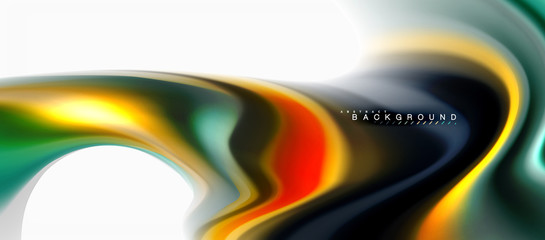 Fluid liquid mixing colors concept on light grey background, curve flow, trendy abstract layout template for business or technology presentation or web brochure cover, wallpaper