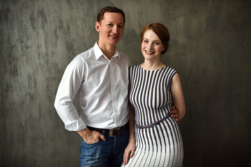 red hair family in house