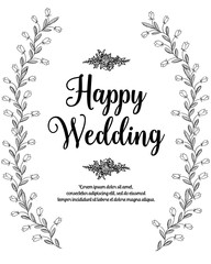 Vector elegant cute template wedding card floral