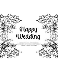 Happy wedding frame floral concept vector
