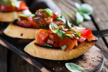 Bruschetta with tomato and fresh basil