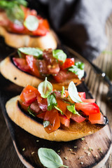 Bruschetta with tomato and fresh basil