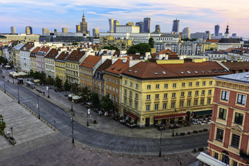 Warsaw Skyline in The Evening Time with a beautiful Sunset