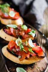 Bruschetta with tomato and fresh basil
