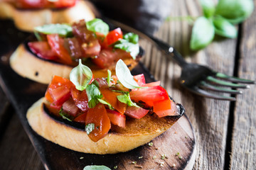 Bruschetta with tomato and fresh basil