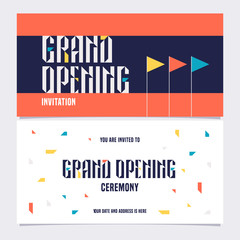 Grand opening sign banner, vector invitation card