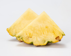 sliced pineapple isolated on white background