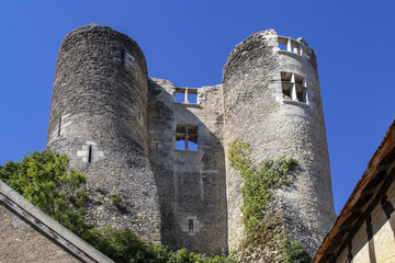 Fototapeta na wymiar Montrésor. Les ruines de l'ancien château. Indre-et-Loire. Pays de Loire