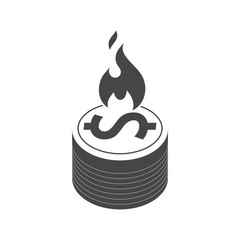 Money On Fire icon, sign, logo