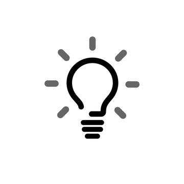 Idea concept. Light bulb icon illustration. Glowing lamp sign.