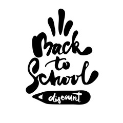 Back to school discount. Vector calligraphy phrase. Black and white handwritten lettering