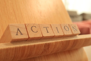 Wooden Block Text of Action