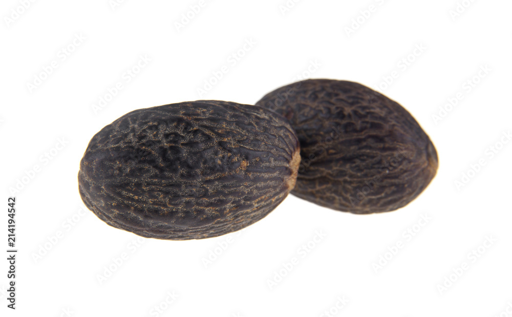 Sticker nutmeg spices isolated on white background