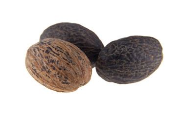 nutmeg spices isolated on white background