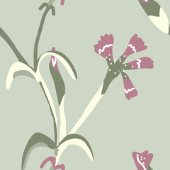 Simple pastel color floral pattern vector seamless