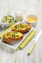 bread filled with eggs and zucchinis
