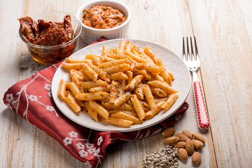 pasta with red pesto, traditional sicilian recipe