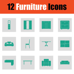 Home furniture icon set