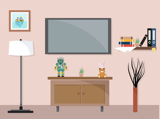 Living room with tv furniture  workspace