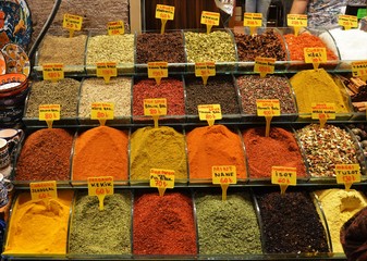 Egyptian Spice Bazaar shops and counters in Istanbul