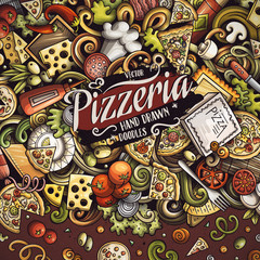 Cartoon vector doodles Pizza frame