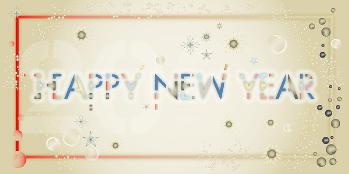 Typographie Bonne ann&eacute;e en anglais sur un fond or lumineux