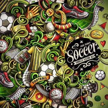 Cartoon vector doodles Soccer frame