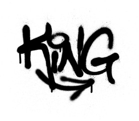 graffiti tag king sprayed with leak in black on white