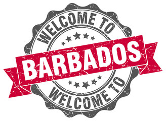 Obraz premium Barbados round ribbon seal