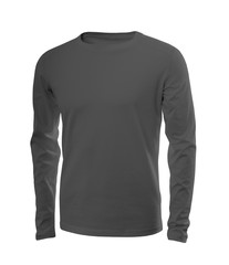 Male shirt in dark gray with long sleeves isolated on white background (model 1)