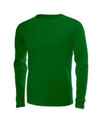 Male shirt in green with long sleeves isolated on white background (model 1)