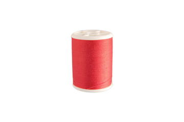 Roll red thread bobbin thread isolated on white background with clipping path