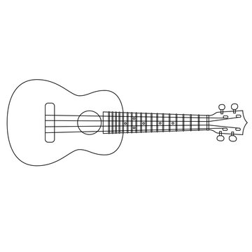 recommend clip art: Concert Ukulele - Hawaiian string musical instrument. Thin line vector illustration.