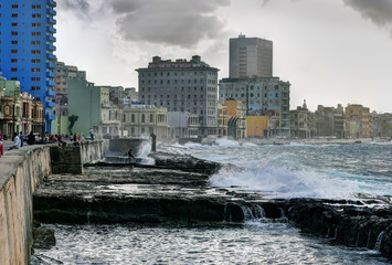 The Malecon seafront in Old Havana, Cuba