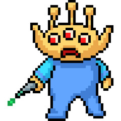 vector pixel art alien kid