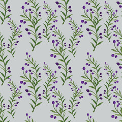 seamless  pattern bouquet rose blue purple flowers and plant