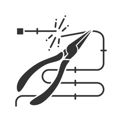 Pointed pliers cutting wire glyph icon