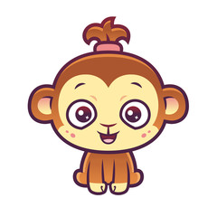 Fototapeta premium vector cartoon style monkeyl with happy face