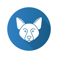 Border Collie flat design long shadow glyph icon