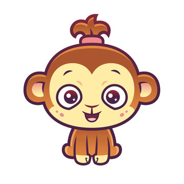 vector cartoon style monkeyl with happy face
