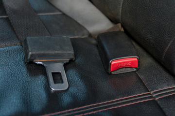 Car seat belt on The passenger seat in car. Safely on car